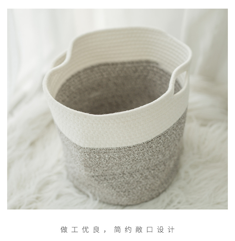 Cotton Rope Storage Basket Dirty Clothes Basket Household Laundry Basket Laundry Baskets Large Capacity Cotton Thread Knitted Basket Storage Bucket Flower Pot Coats