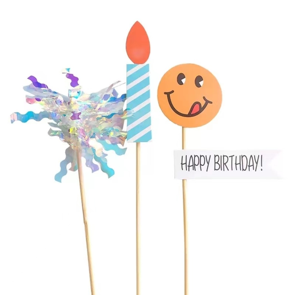 Birthday Cartoon Card Inserts Cake Insert Card Happy Birthday Cartoon Toothpick Inserts Cake Decoration Supplies