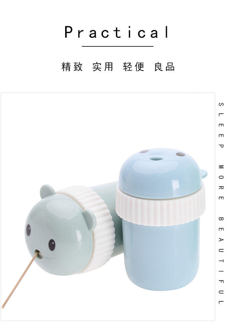 Plastic Cartoon Toothpick Box Creative European Bear Toothpick Tin Simple Living Room Home Portable round Toothpick Holder