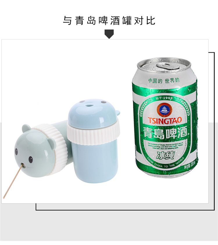 Plastic Cartoon Toothpick Box Creative European Bear Toothpick Tin Simple Living Room Home Portable round Toothpick Holder