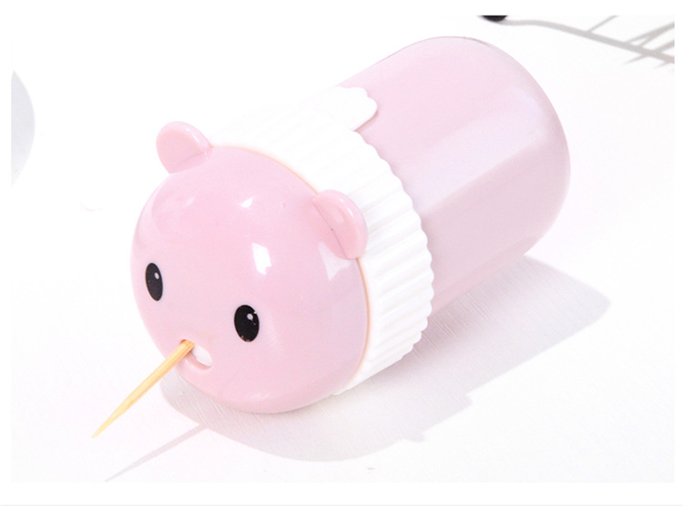 Plastic Cartoon Toothpick Box Creative European Bear Toothpick Tin Simple Living Room Home Portable round Toothpick Holder