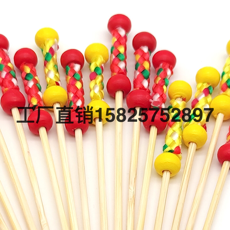 Plastic Beads Fruit Toothpick Bamboo Stick Mixed Color Stick 100 Pcs Per Pack Creative Cake Decoration Fruit Fork Bamboo Craft