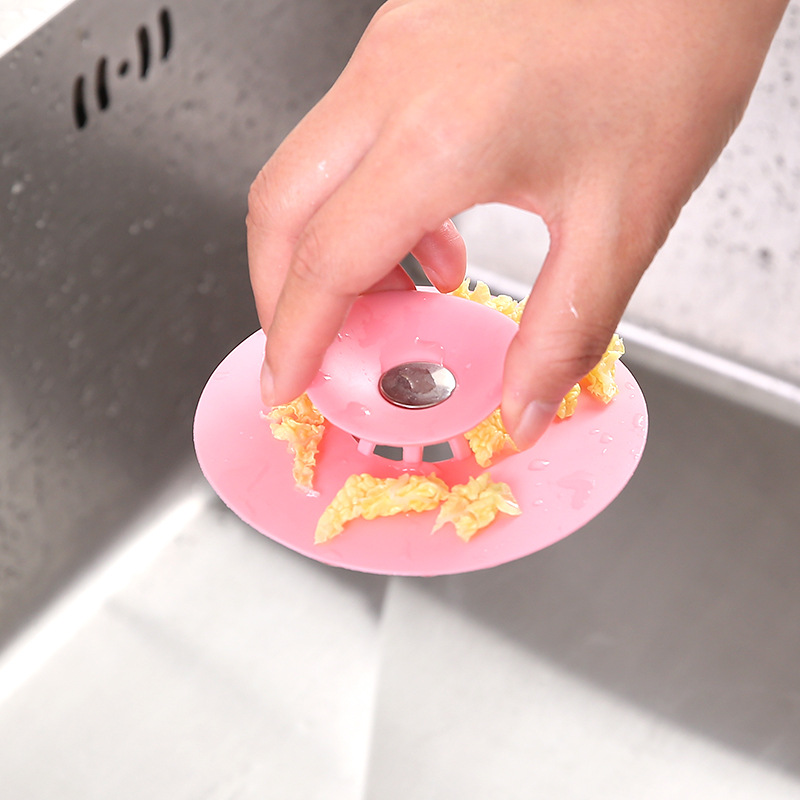 Kitchen Press-Type Deodorant Closed Bounce Silicone Floor Drain Bathroom Anti-Blocking Plastic Water Channel Filter Floor Drain Water Plug