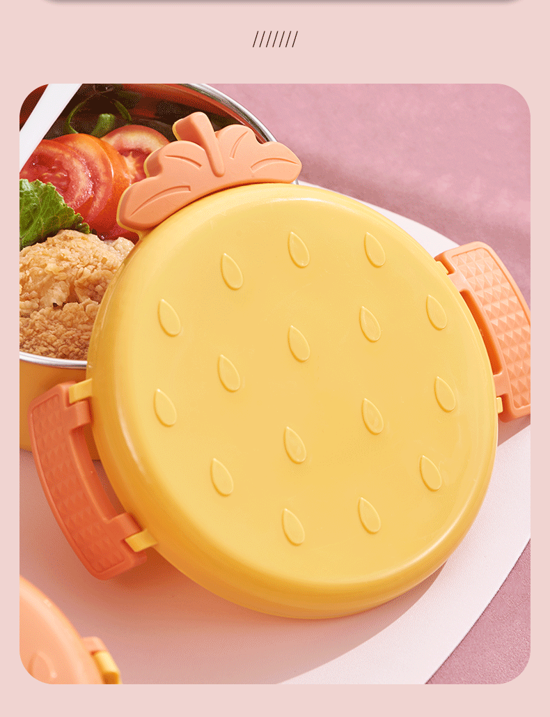 Stainless Steel Snap Joint Insulation with Lid Student Strawberry Rice Bowl Cute Fun Instant Noodle Bowl Sealed Portable Dining Bowl Wholesale