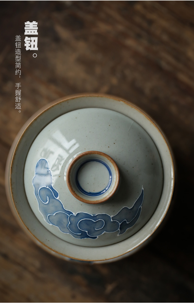 ThreeForce Cover Bowl Tea Cup Vintage Ceramic Handmade Tea Bowl Tea Cup Japanese Tea Bowl Household Tea Bowl Large