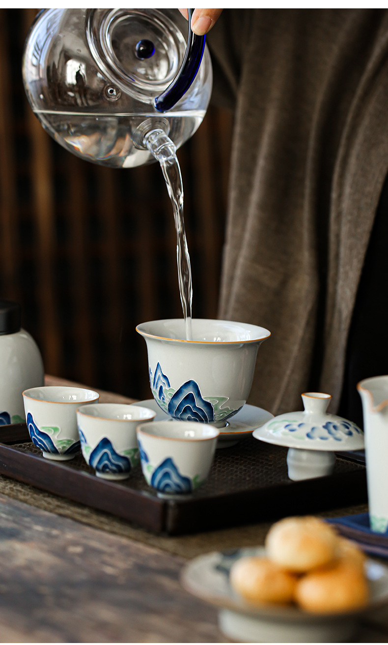 ThreeForce Cover Bowl Tea Cup Vintage Ceramic Handmade Tea Bowl Tea Cup Japanese Tea Bowl Household Tea Bowl Large