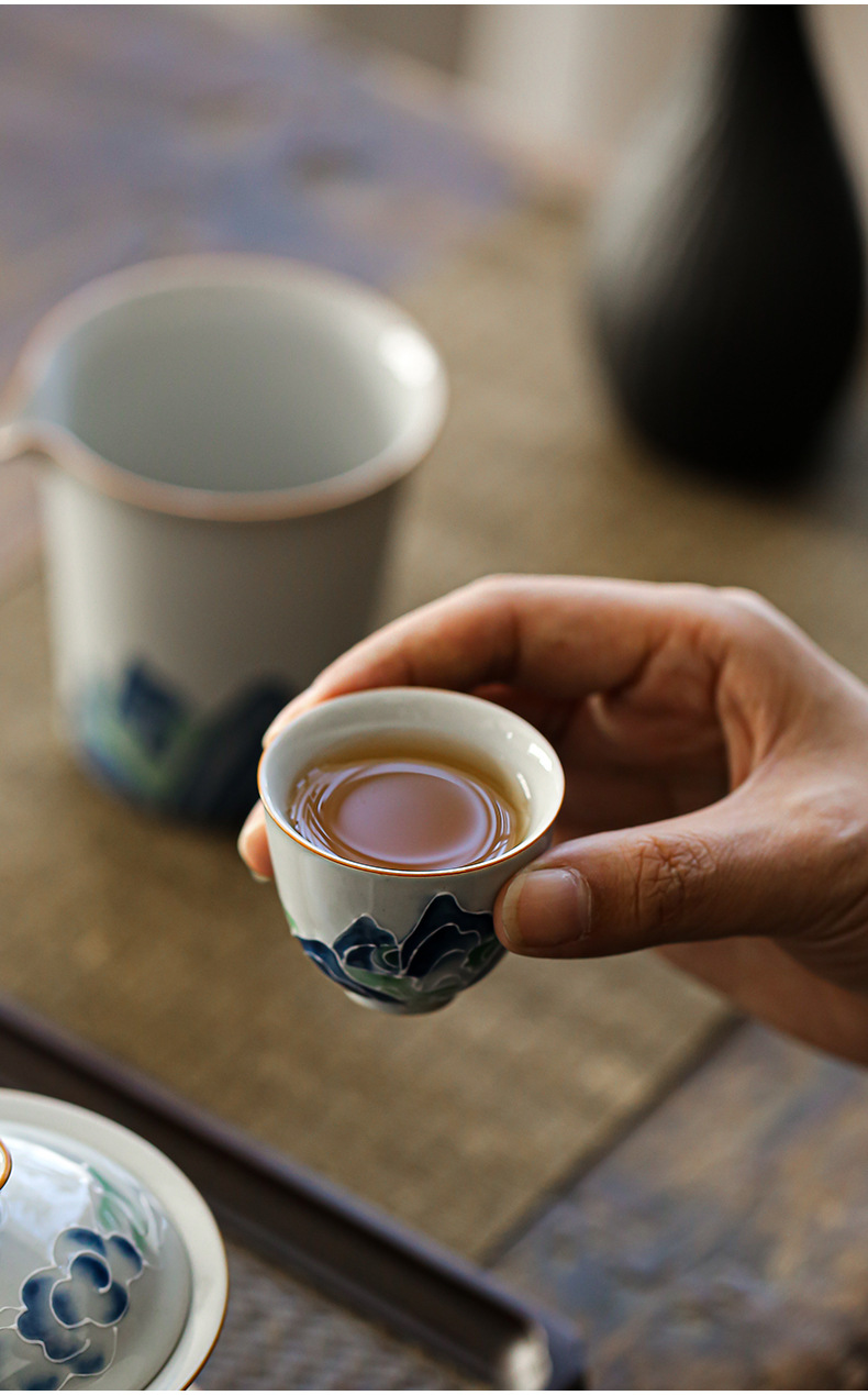 ThreeForce Cover Bowl Tea Cup Vintage Ceramic Handmade Tea Bowl Tea Cup Japanese Tea Bowl Household Tea Bowl Large
