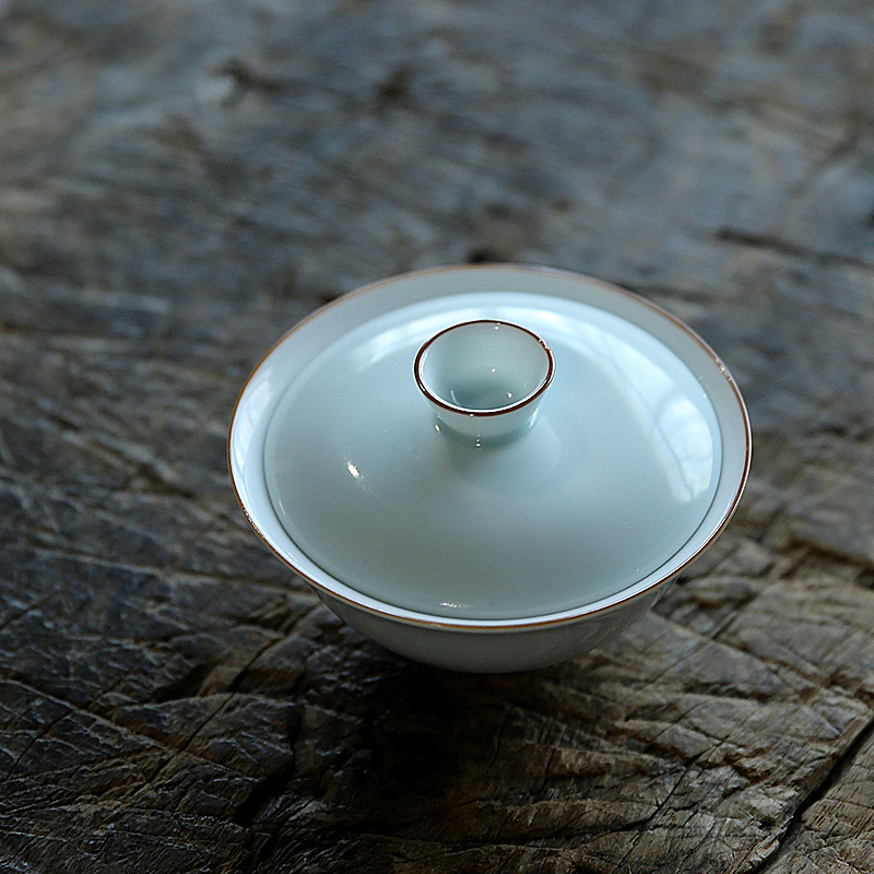 Handmade Unsupported Blue Cover Bowl Shadow Blue Purple Phnom Penh ThreeForce Cover Bowl Kung Fu Tea Set Tea Bowl