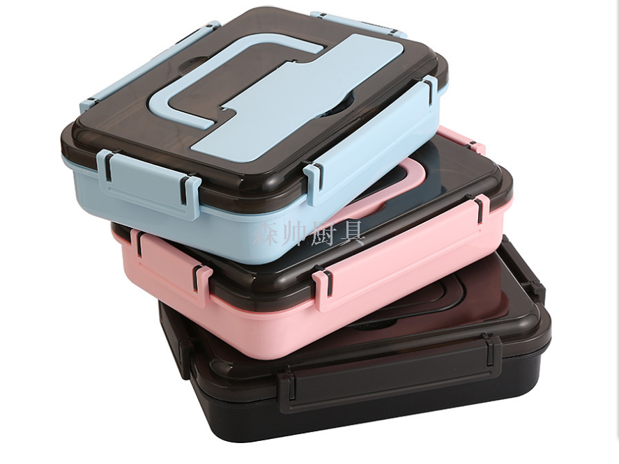 304 Stainless Steel Canteen Lunch Box Lunch Box Lunch Plate Sealed Adult Insulation Buckle with Handle Lunch Box