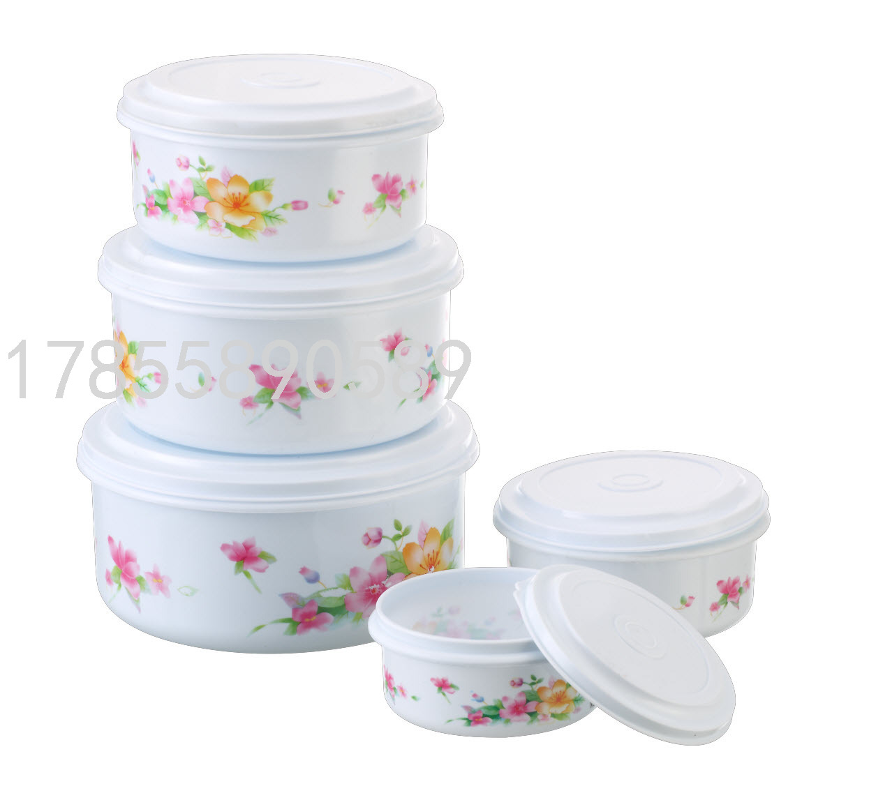 Five-Piece Printing Freshness Bowl Plastic Crisper Customizable Pattern round Bowl Snack Storage Box Five-Piece Printing Freshness Bowl Plastic Crisper Customizable Pattern round Bowl Snack Storage Box