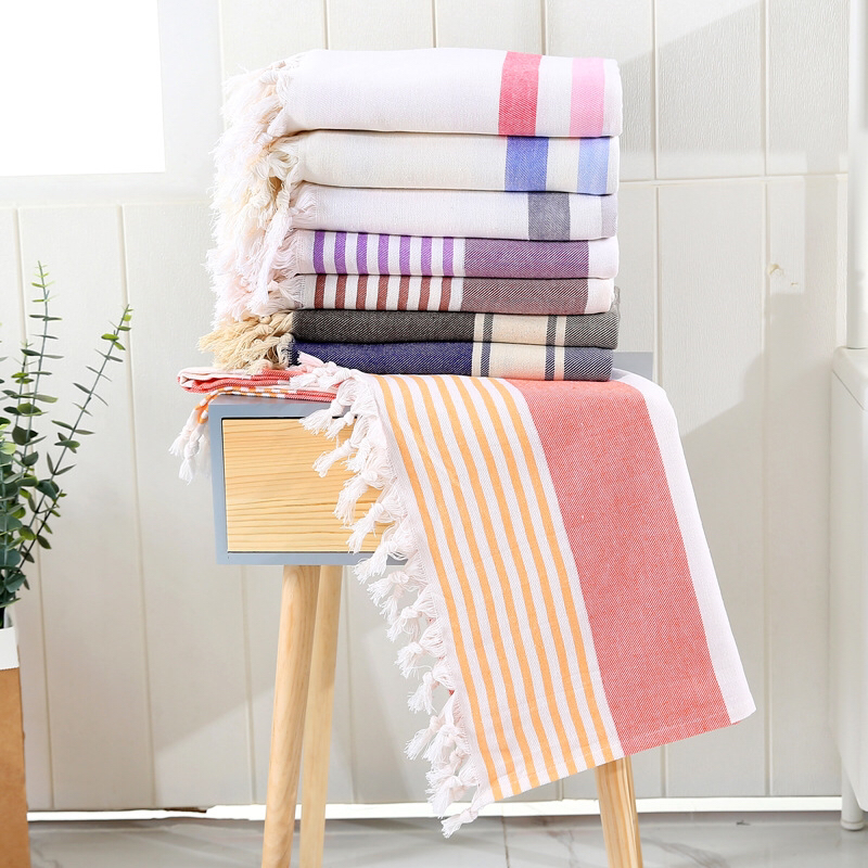 100% cotton fringe Turkish towel bath towel beach towel rectangle 90 * 180cm color stripe wind