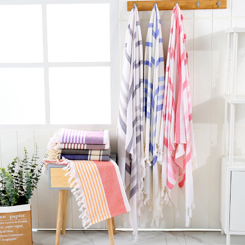 100% cotton fringe Turkish towel bath towel beach towel rectangle 90 * 180cm color stripe wind