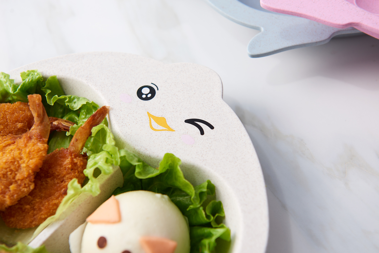 Children tableware wheat straw children suit cartoon penguin three piece set of spoon fork plate set three grid plate Children tableware wheat straw children suit cartoon penguin three piece set of spoon fork plate set three grid plate