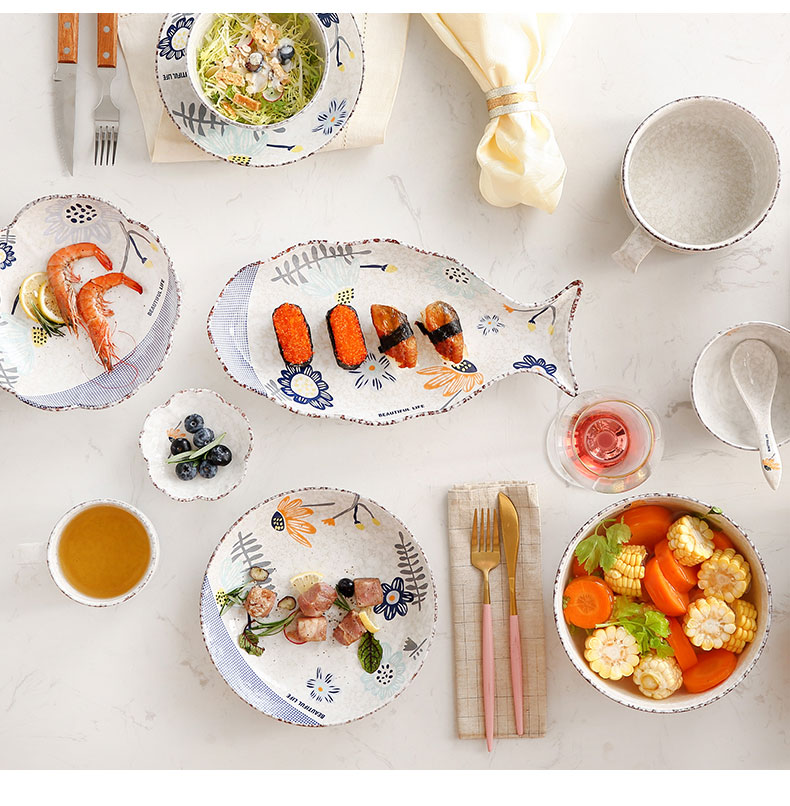 Snowflake Creative Japanese Style Hand Drawn Ceramic Bowl Plate Rice Bowl Simple Noodle Bowl Soup Bowl Dish Household 4-Inch Fish-Shaped Dish Snowflake Creative Japanese Style Hand Drawn Ceramic Bowl Plate Rice Bowl Simple Noodle Bowl Soup Bowl Dish Household 4-Inch Fish-Shaped Dish