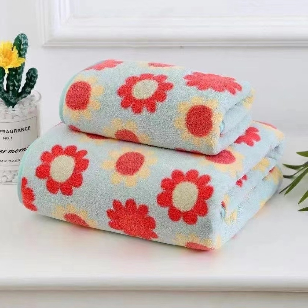 Arna Textile Coral Fleece Quick-Drying Lint Free Towels Floral Vintage Super Absorbent Bath Towel Covers