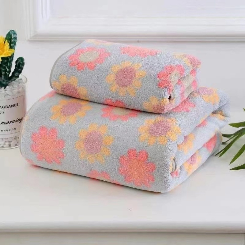 Arna Textile Coral Fleece Quick-Drying Lint Free Towels Floral Vintage Super Absorbent Bath Towel Covers