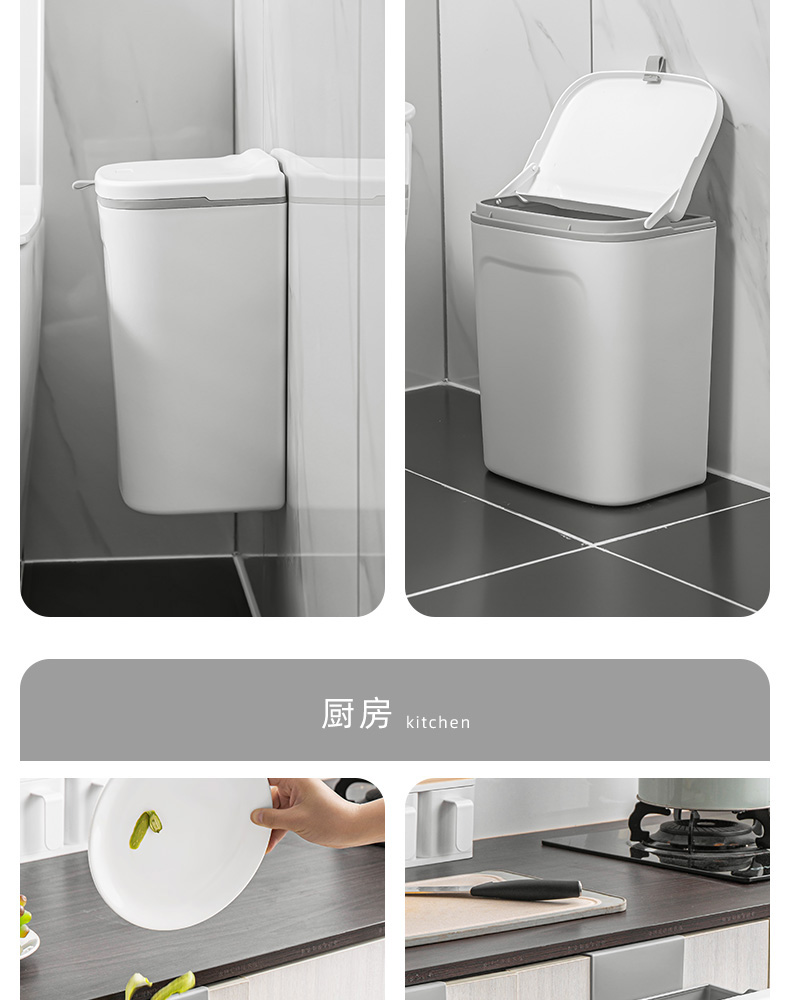 Kitchen Trash Can Household Kitchen Wall-Mounted Cabinet Door Kitchen Waste Storage Bucket Toilet Bathroom with Lid Kitchen Trash Can Household Kitchen Wall-Mounted Cabinet Door Kitchen Waste Storage Bucket Toilet Bathroom with Lid
