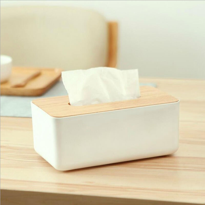 Japanese-Style Wooden Lid Tissue Box Remote Control Paper Box Desktop Wooden Toilet Paper Box Paper Box Living Room Tissue Dispenser Advertising Logo