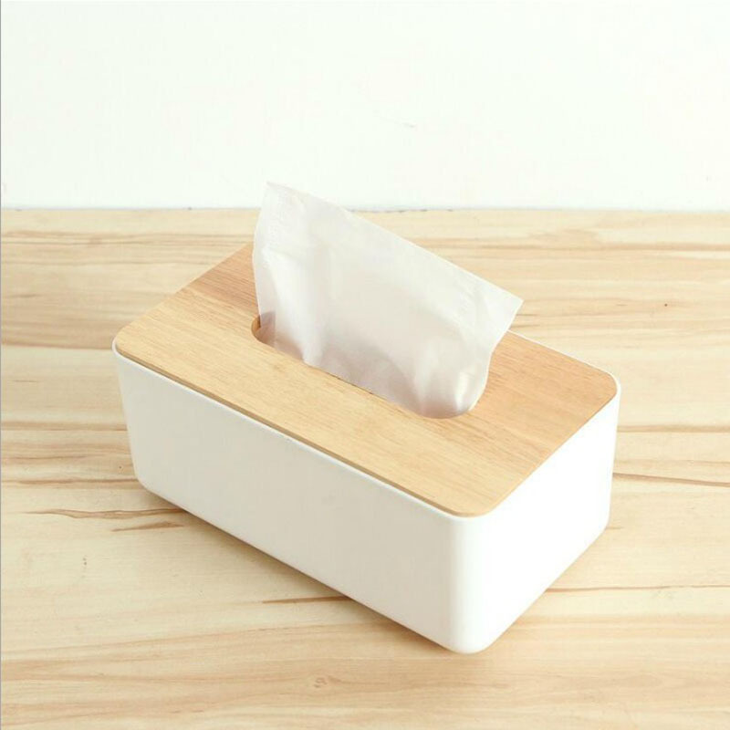 Japanese-Style Wooden Lid Tissue Box Remote Control Paper Box Desktop Wooden Toilet Paper Box Paper Box Living Room Tissue Dispenser Advertising Logo