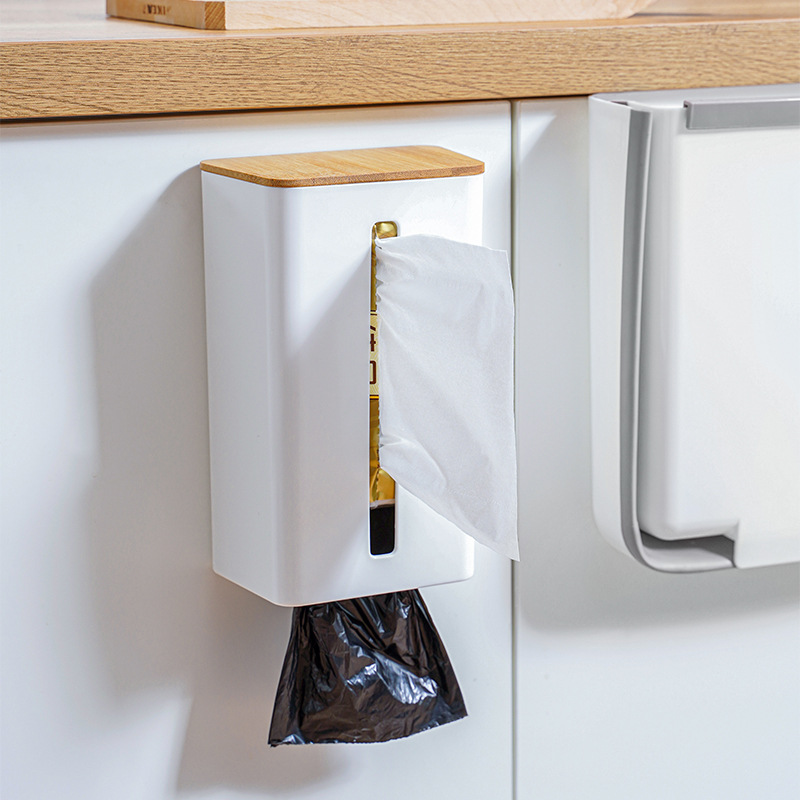 Punch-Free Wall-Mounted Adhesive Tissue Box with Soft Magnetic Toilet Plastic Tissue Dispenser with Lid