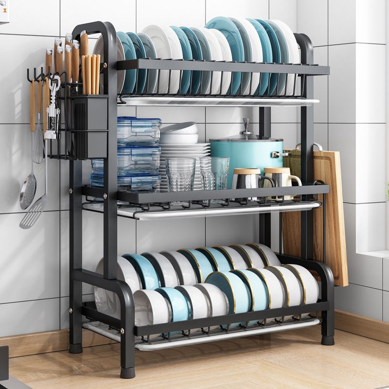 Kitchen Storage Rack Table Top Dish Draining Rack Small Household Dish Rack Plate Storage Rack Multi-Functional in Cabinet
