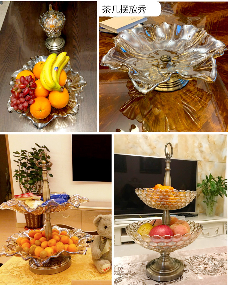 fruit plate Nordic style household fruit bowl creative European retro dessert plate creative glass fruit plate