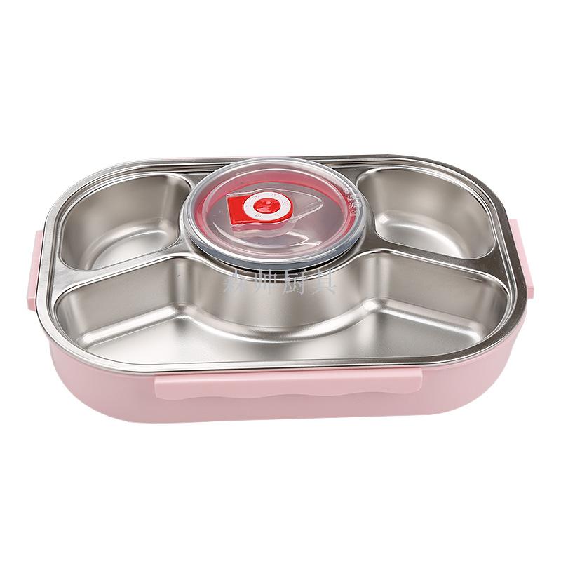 304 Stainless Steel Lunch Box Plate Crisper Anti-Scald with Soup Bowl Lunch Box Portable Bento Box
