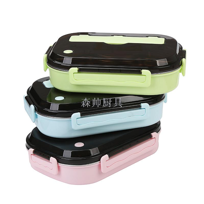 304 Stainless Steel Lunch Box Plate Crisper Anti-Scald with Soup Bowl Lunch Box Portable Bento Box