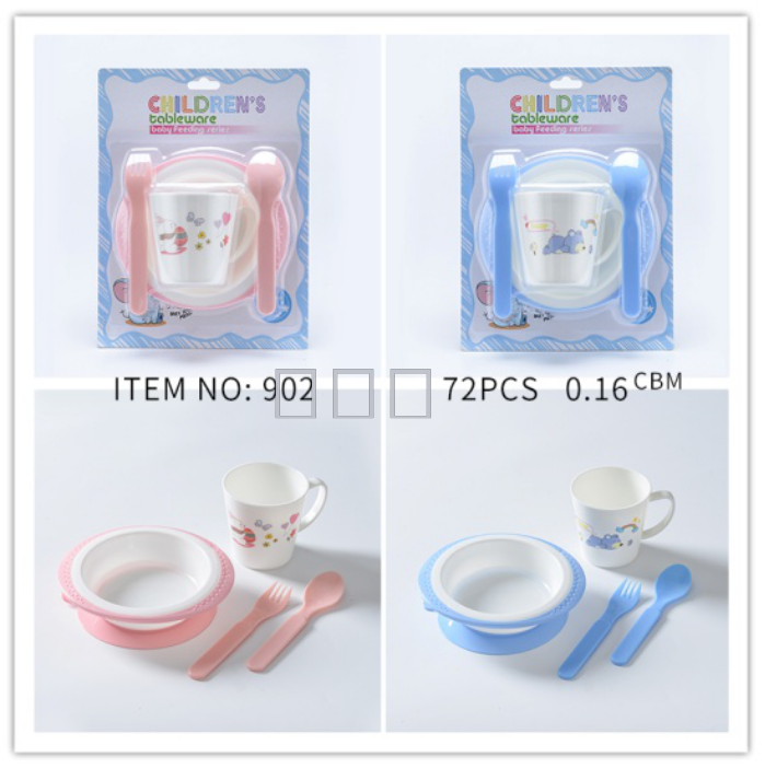 Drop proof children&#039;s cutlery set plate bowl cup children&#039;s duck beak cup learning drink cup Baby baby cutlery set bowl spoon cup