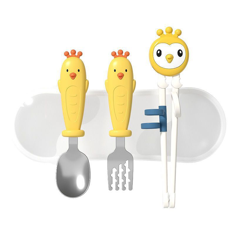 Children's Cartoon Learning Chopsticks Baby Eating Training Chopsticks Baby School Supplies Auxiliary Correction ABS Chopsticks Sets