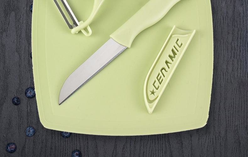 SST Fruit Knife Set Kitchen Knife Cutting Board Three-Piece Scraping Peeler Fruit Knife Peeler Gift Knife SST Fruit Knife Set Kitchen Knife Cutting Board Three-Piece Scraping Peeler Fruit Knife Peeler Gift Knife