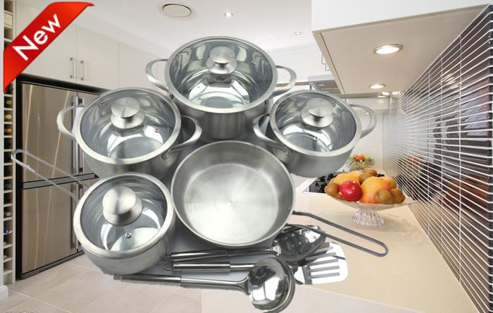 Stainless steel dish serving dish multi purpose pot soup pot stainless steel kitchenware pot with cover sauce pans