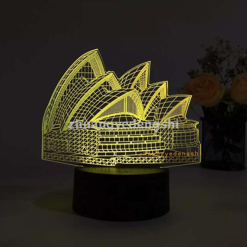 Sydney Opera White House 3D LED Table Lamps Desk Lamp Light Dining Room Bedroom Night Stand Living Glass Small Modern 17