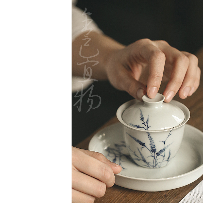 Handmade and HandPainted Cover Bowl Pot Tray Kung Fu Tea Set Dry Tea Table Retro Celadon Glaze NonTray Cover Bowl Handmade and HandPainted Cover Bowl Pot Tray Kung Fu Tea Set Dry Tea Table Retro Celadon Glaze NonTray Cover Bowl