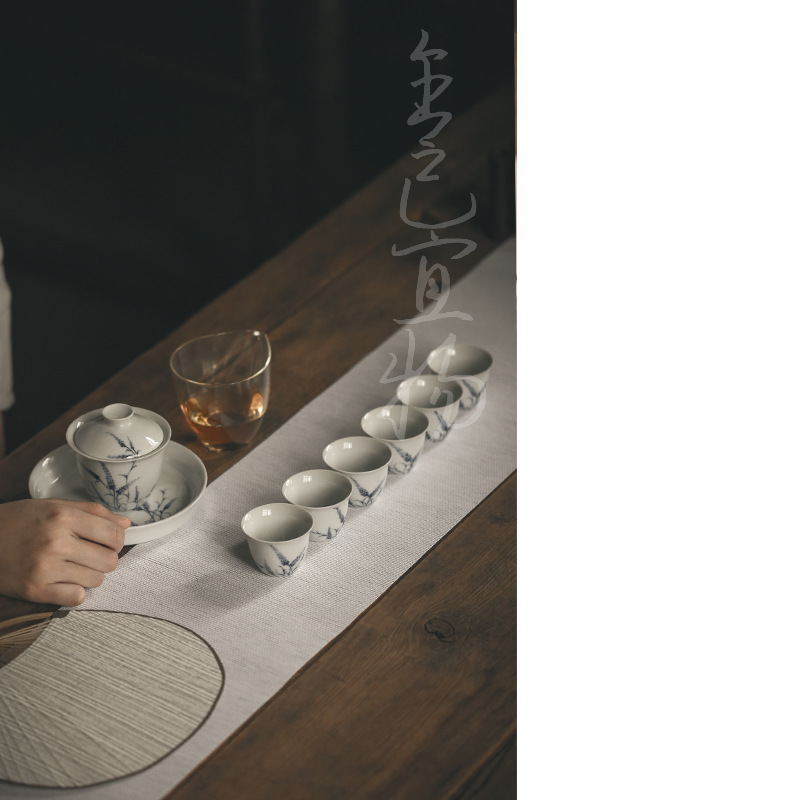 Handmade and HandPainted Cover Bowl Pot Tray Kung Fu Tea Set Dry Tea Table Retro Celadon Glaze NonTray Cover Bowl Handmade and HandPainted Cover Bowl Pot Tray Kung Fu Tea Set Dry Tea Table Retro Celadon Glaze NonTray Cover Bowl