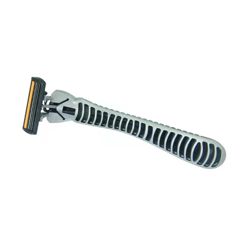 Factory Direct Sales Hotel Pogonotomy Rubber Non-Slip Handle Three-Layer Six-Layer Blade Old-Fashioned Shaver Manual Razor
