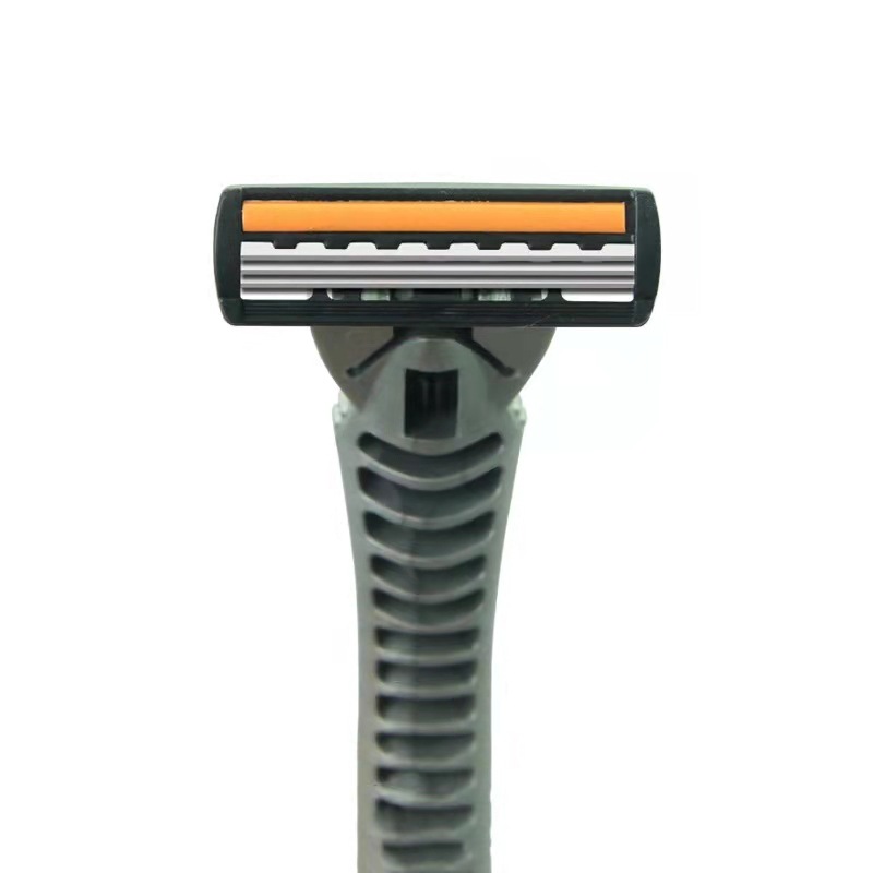 Factory Direct Sales Hotel Pogonotomy Rubber Non-Slip Handle Three-Layer Six-Layer Blade Old-Fashioned Shaver Manual Razor