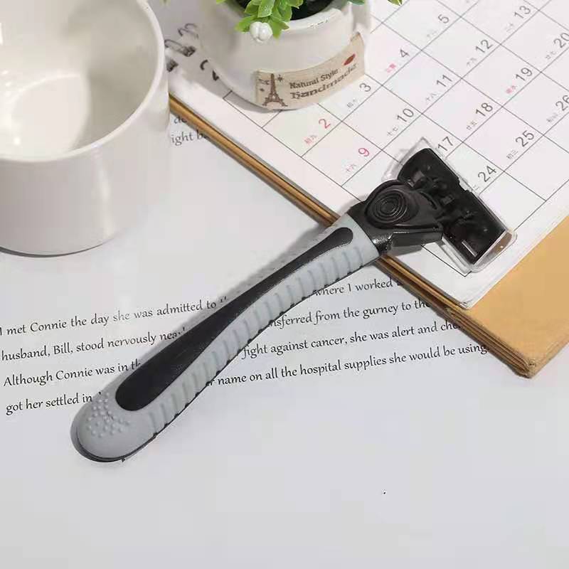 Factory Direct Sales Hotel Pogonotomy Rubber Non-Slip Handle Three-Layer Six-Layer Blade Old-Fashioned Shaver Manual Razor