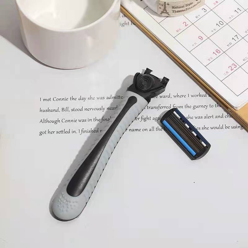 Factory Direct Sales Hotel Pogonotomy Rubber Non-Slip Handle Three-Layer Six-Layer Blade Old-Fashioned Shaver Manual Razor