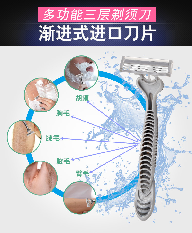 Max Factory Direct Men's Disposable Manual Shaver Three-Layer Scraper Stainless Steel Old-Fashioned Razor New Max Factory Direct Men's Disposable Manual Shaver Three-Layer Scraper Stainless Steel Old-Fashioned Razor New