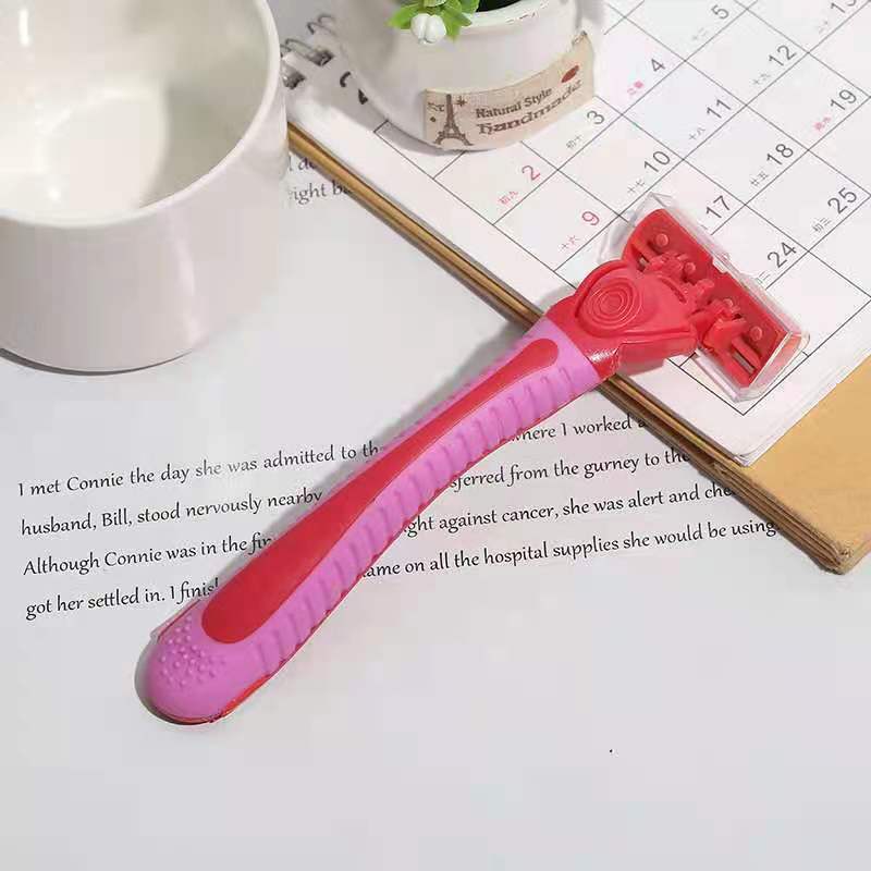 Factory Direct Sales Hotel Pogonotomy Rubber Non-Slip Handle Three-Layer Six-Layer Blade Old-Fashioned Shaver Manual Razor