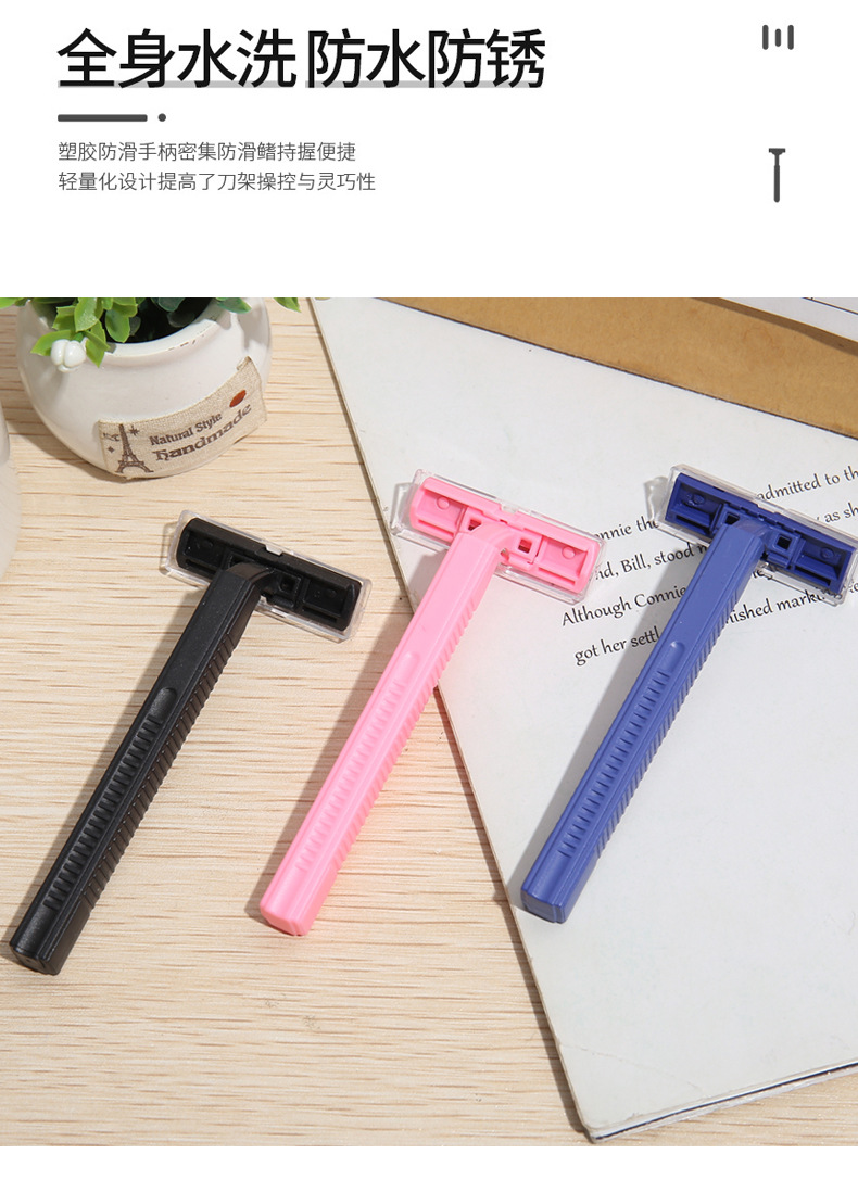 Factory Direct Sales Hotel Disposable Razor Supplies Stainless Steel Disposable Shaver Comfortable Handle Double Blade