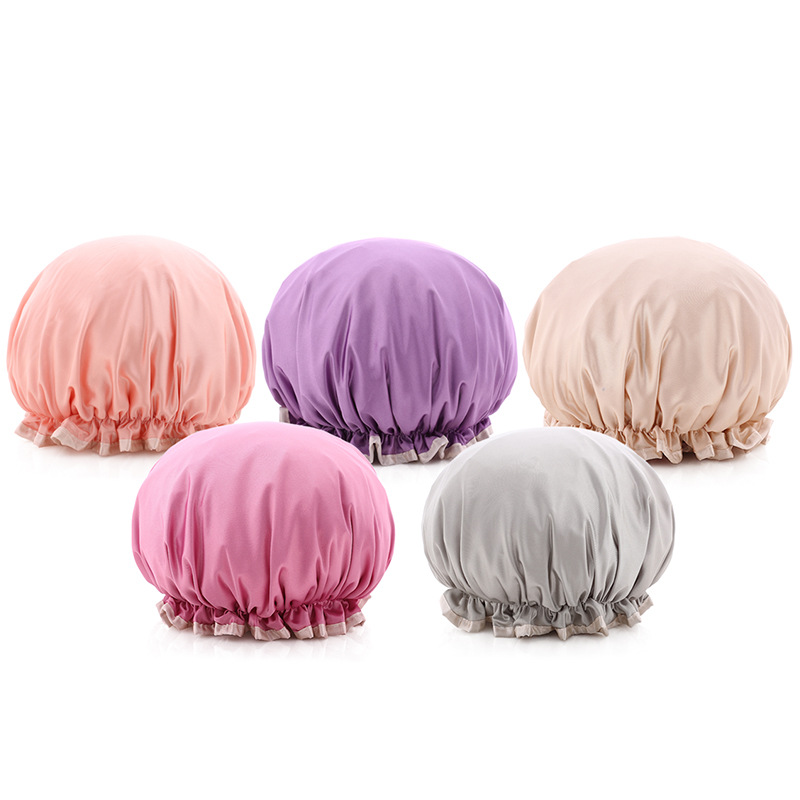 Creative adult female waterproof shower cap shower bath with hair cap pure color lovely simple bath shampoo cap