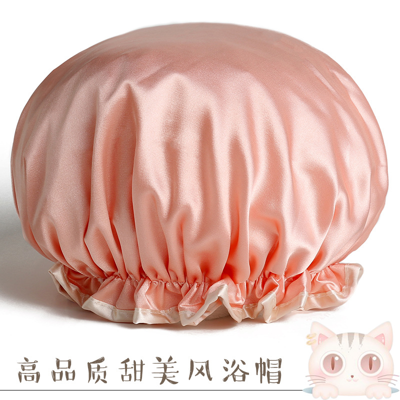 Creative adult female waterproof shower cap shower bath with hair cap pure color lovely simple bath shampoo cap