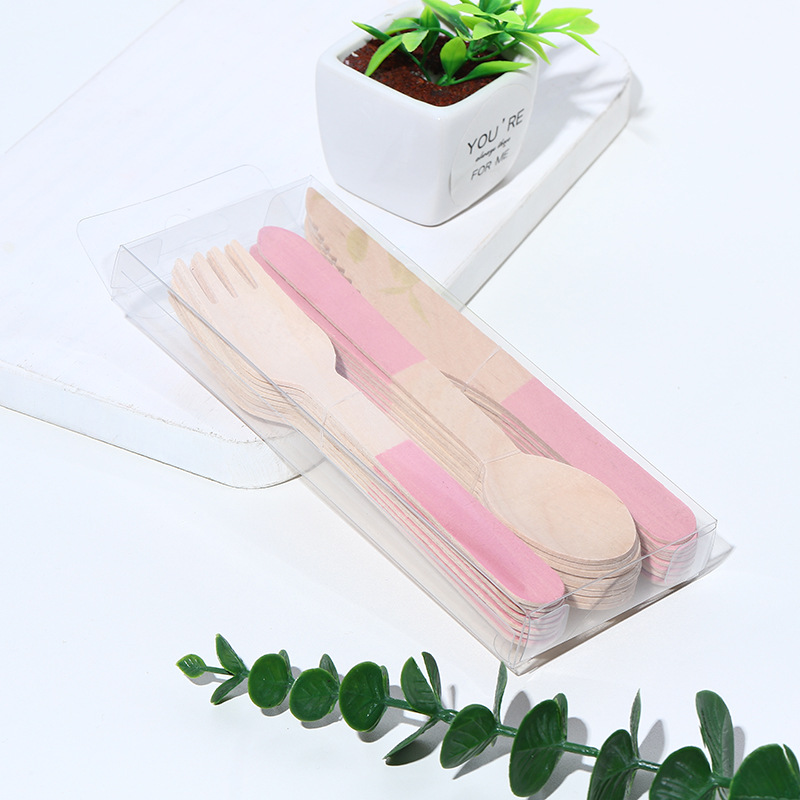 Western food cake ice cream dessert picnic outdoor fork Disposable children's Cutlery Birch fork spoon box