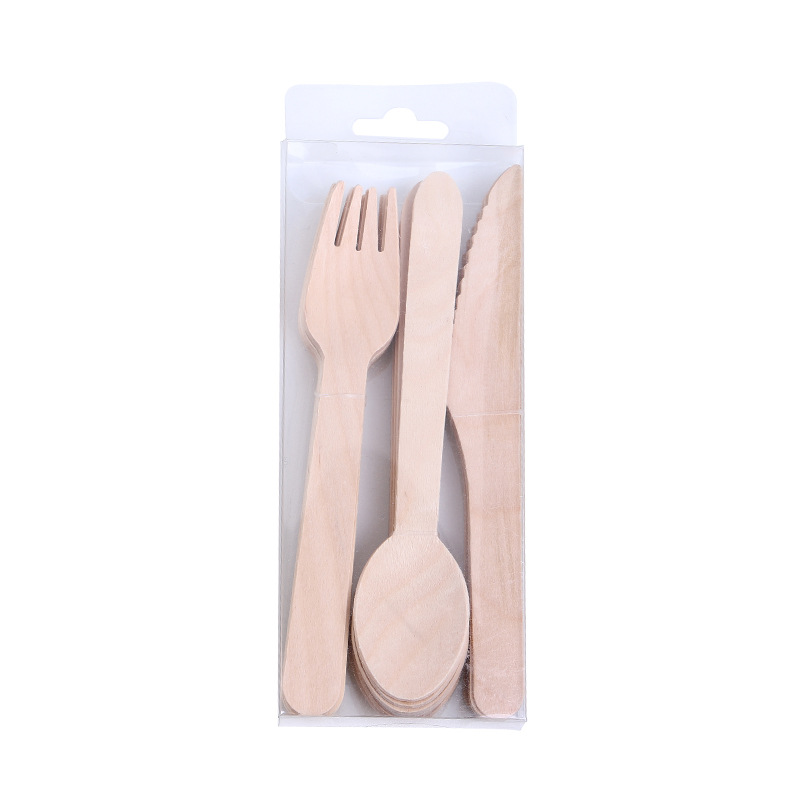 Western food cake ice cream dessert picnic outdoor fork Disposable children's Cutlery Birch fork spoon box