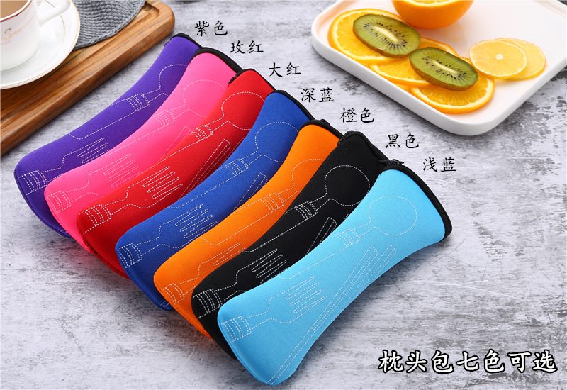 Outdoor portable cloth bag knife fork spoon chopsticks half flowered straw sevenpiece knife and fork set twopiece set Outdoor portable cloth bag knife fork spoon chopsticks half flowered straw sevenpiece knife and fork set twopiece set