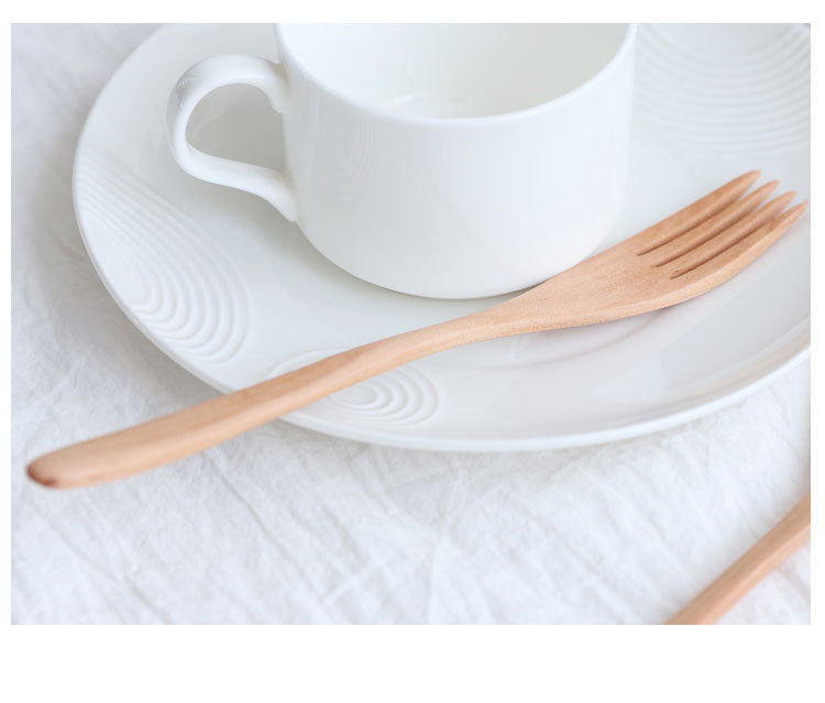 Whole creative wooden Japanese tableware wavy handle lotus wrapped thread spoon fork twopiece set of wooden spoon fork