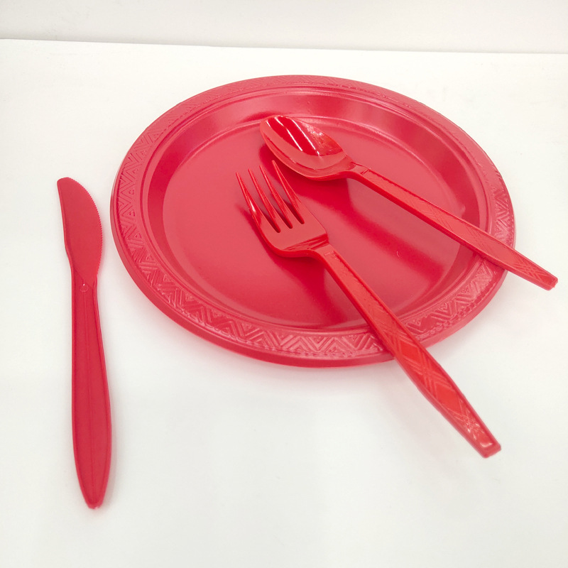 Disposable plastic fork red wedding celebration red fork thickened 20