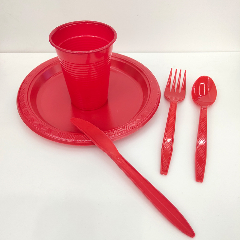 Disposable plastic fork red wedding celebration red fork thickened 20